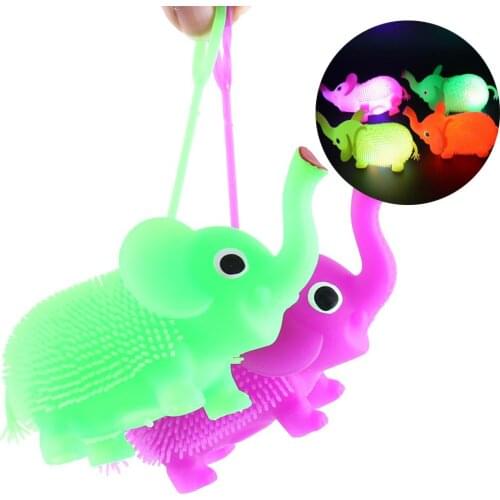 LED Glowing Hair Puffer Elephant Sensory Fidget Squeeze Stress Vent Kids Toy gift for children