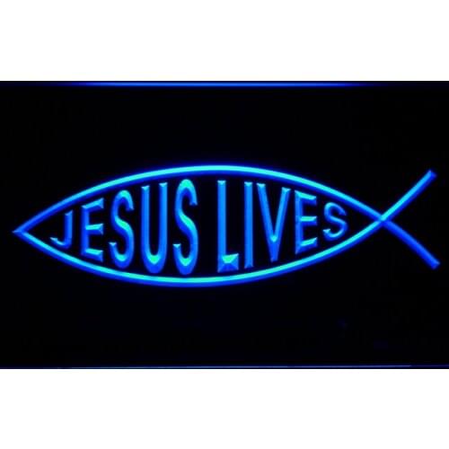 H008 Jesus Christ fish jesus lives LED Neon Light Light Signs On/Off Switch 20+ Colors 5 Sizes