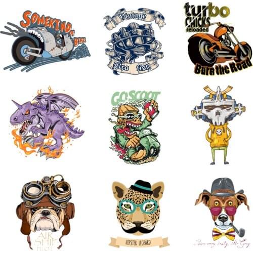 Iron-on Transfers for Clothing Patches for Clothes Animals Stickers Diy Car Patch Fusible Transfer Vinyl Adhesive Stripe Rock C