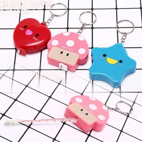 150CM Retractable Colorful Mini Tape Measuring Keychains Portable Easy Retractable Ruler Work Small Tool School Student Office