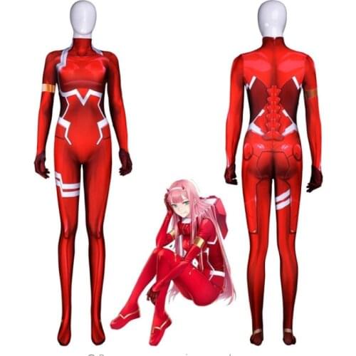 High quality Anime 3D DARLING in the FRANXX 02 Zero Two Cosplay Costume Women/kids Zentai Bodysuit Jumpsuits party fancy ball