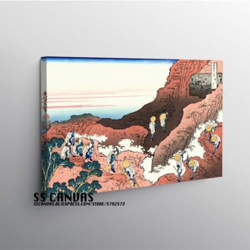 Japanese Ukiyo-e Style Retro Wooden Frame Canvas Painting Decor Wall Art Bedroom Home Room Framed Decoration Prints Poster