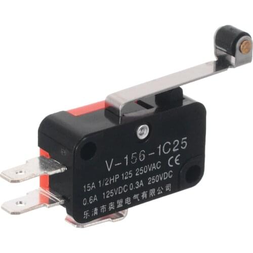 10pcs V-156-1C25 Micro Switch Limit Switch Long Hinge Roller Momentary SPDT Snap Action For AC DC Control Circuits