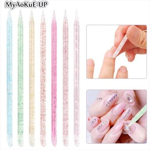 100pcs Nail Art Crystal Stick Reusable Double Ended Cuticle Pusher Remover Pen Pedicure Care Manicure Fake nails drill Tools