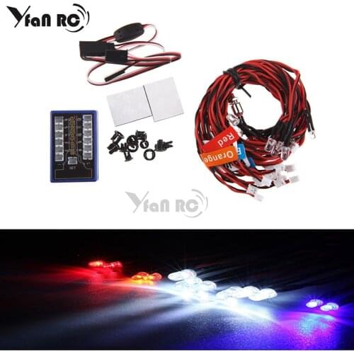 12 ultra LED flashing light system bright strobe lamps kit for 1/10 1/8 RC drift HSP Tamiya CC01 4WD Axial SCX10 RC Car Truck