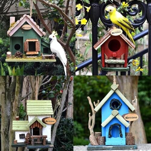 19 Types Wood Handmade Bird Cage Balcony Landscape Bird House Garden Decoration Hanging Bird Nest Outdoor Ornaments Bird Box