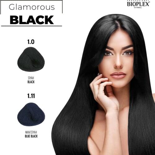2 Packs Bioplex Hair Dye "Glamorous Black" Hair Series Nourishing Hair Color Cream Makeup for Home and Hairdressing Salons