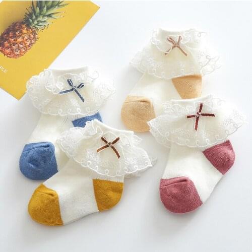 2020 Baby Stuff Fall Winter Baby Girl Frilly Lace Socks Infant Newborn White Socks Warm Boutique Bow Toddler Girls Cute Socks