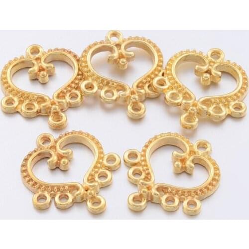 400 PCs about 19.5x21.5mm Golden Silver Heart Tibetan Style Chandelier Components Links Connectors for Necklace Earring Making