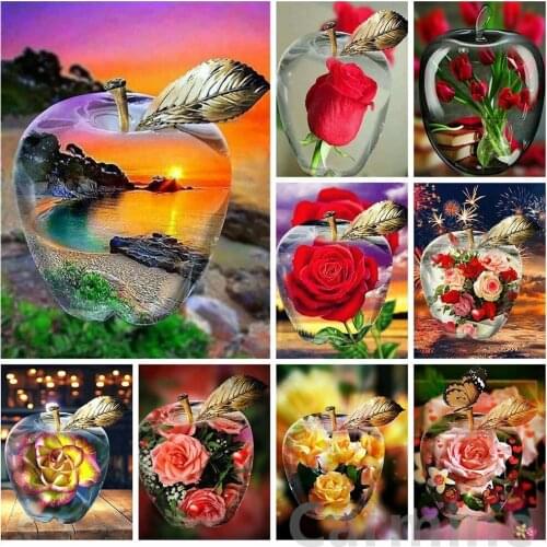 Diamond Painting Landscape Apple Flower 5D DIY Cross Stitch Embroidery Art Full Round&Square Drill Mosaic Craft Home Decoration