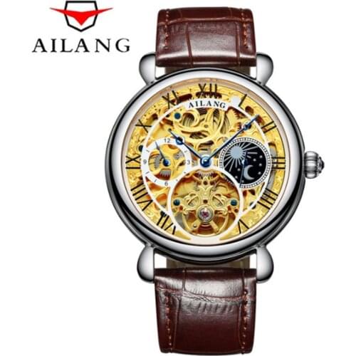Business Tourbillon mens watches first-brand luxury waterproof knock-down strap watch men automatic skeleton mechanical watch
