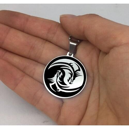 Tai Ji Dragon Pendant Necklace High Quality Stainless Steel Long Chain Disc Necklaces Jewelry for Friends YP6704