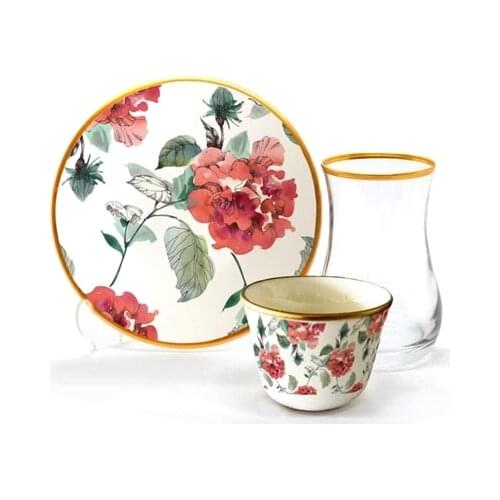 Drop Efe Tea & Arabian Coffee Cup Set 18 Pieces Clove