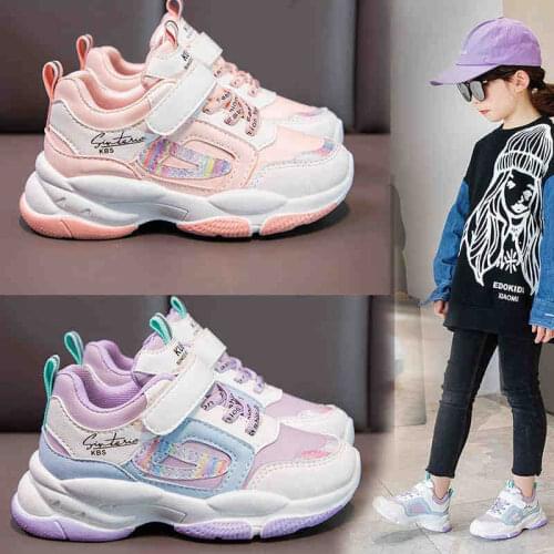 2021 New Arrival Spring Autumn Shiny Upper Children Shoes Girls Fashion Kids Sneakers Casual Toddler Sports Shoes Summer Tenis