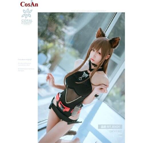 Hot Game Arknights Skyfire Cosplay Costume Temperature Difference Black Jumpsuit Swimsuit Party Role Play Clothing Custom-Make