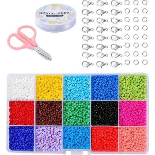 2/3/4mm 15 Color Czech Crystal Glass Beads Round Loose Beads Belt Tool Sets for Diy Handmade Jewelry Making Accessories Boxed