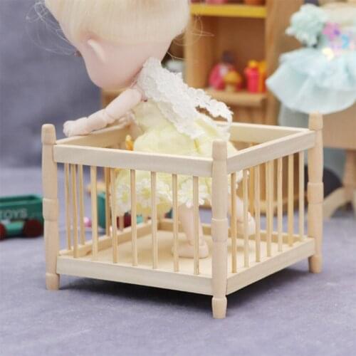 Cute 1/12 Wooden Dollhouse Cradle Miniature Furniture Model Toy Accessory