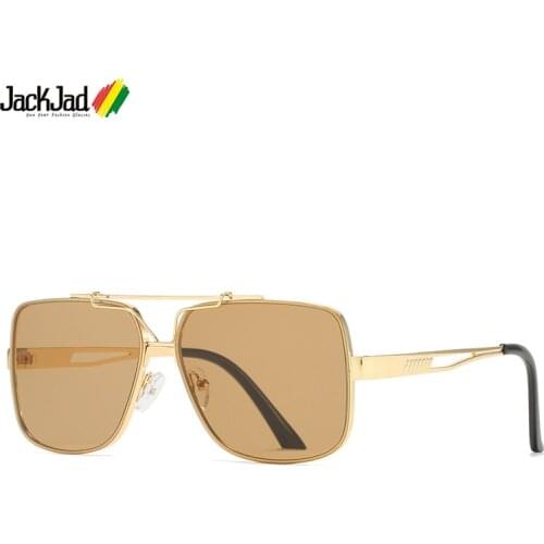 JackJad 2021 Fashion Stylish Metal Square Pilot Style Gradient Sunglasses For Men Luxury Brand Design Sun Glasses Shades 36046