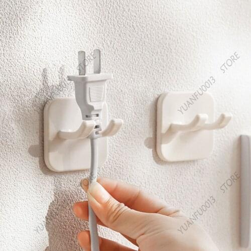 Wall Storage Hanging Hooks Punch-free Power Plug Socket Holder Kitchen Stealth Hook Wall Adhesive Office Hanger key holder