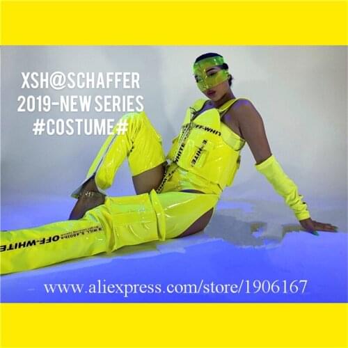 Nightclub Bar Fluorescent Dance Team Suit Ballroom Costume Halloween Christmas Stage Performance Party Clothes Glasses