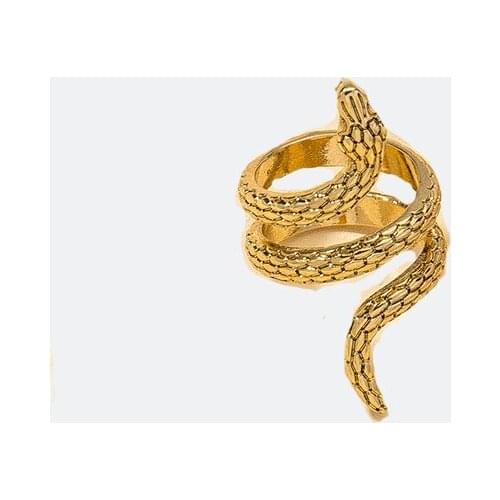 2021 Ins New Trendy Antique Gold Texture Cobra Snake Animal Insects Minimalism Finger Rings Korean Fashion Women Party Jewelry