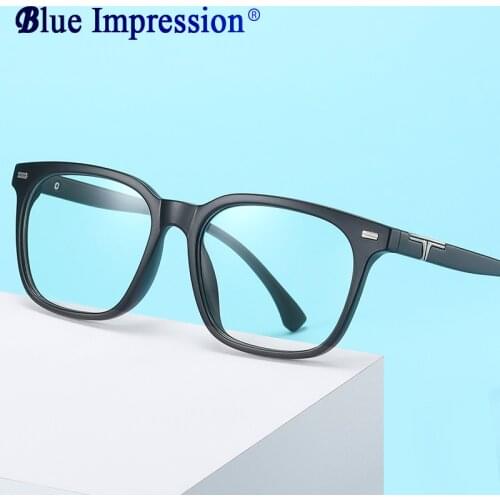 New Arrival Anti-blue light glasses TR90 square fashionable titanium frame artistic large face flat lens for Men Women BL626914