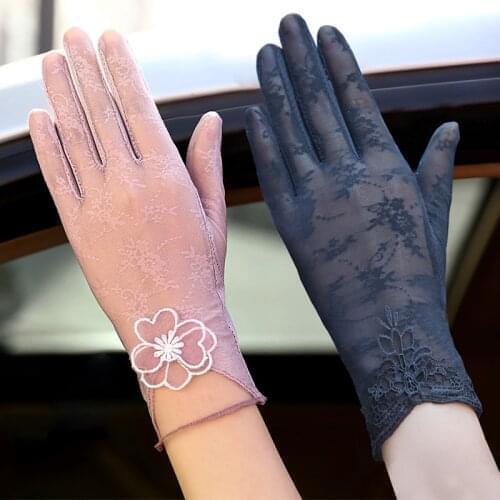 Sunscreen Gloves Non-slip Lace Ice Silk Gloves Sexy Female Thin Section Summer UV Protection Touch Screen Driving Short Gloves