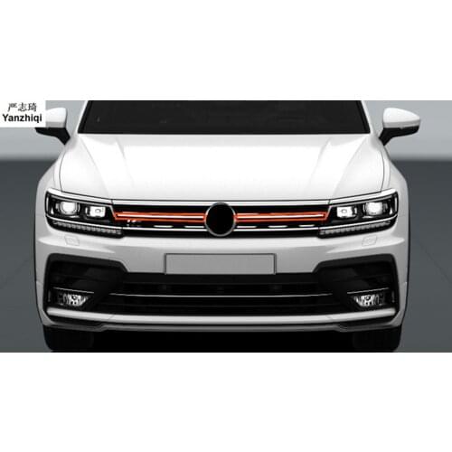 Stainless steel refit front hood billet grille grill mesth horizontal sticker style for 2016 2017 2018 Volkswagen VW Tiguan mk2