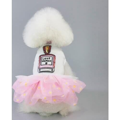 New products hot spring and autumn dog cat dress fashion flower skirt puppy kitten pattern Chihuahua clothing 2019 new cotton