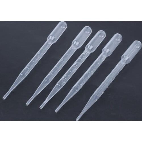 5PCS/set 3ML Transparent Pipettes Disposable Safe Plastic Eye Dropper Transfer Graduated Pipettes for Lab Experiment Supplies