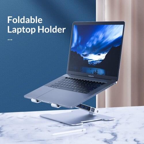 ORICO Adjustable Foldable Laptop Mobile Phone Holder USB-A 3.0*4 USB-A 3.0*2+SD Card Desktop Notebook Heightening Folding Stand