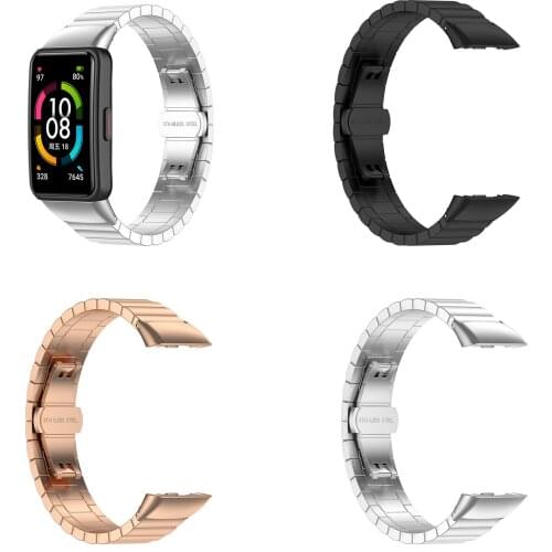 Stainless Steel Strap Watchbands For Huawei Honor Band 6 Smart Watch Metal Wristband Replacement Bracelet For Huawei Band 6 Band