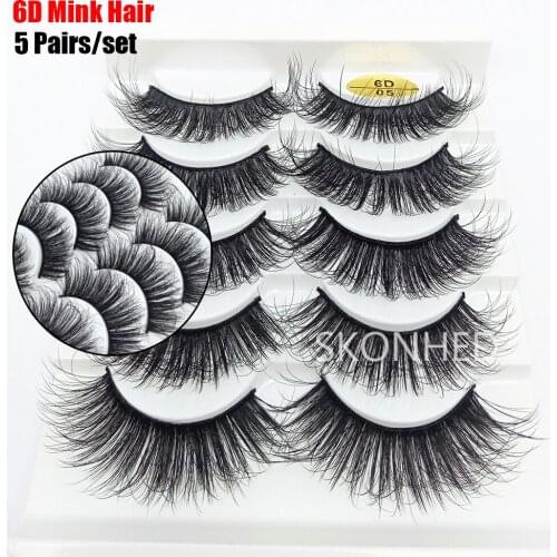 5 Pairs/box Makeup Lashes 6D faux Cils Beauty Eyelash Natural Long Wispies False Eyelashes Handmade Cruelty-free Criss-cross