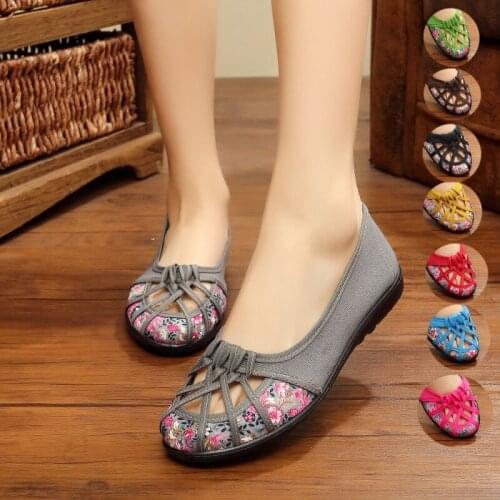 Spring Summer Womens Mother Flat Sandals Hollow Out Round Toe Slip On Shoes Floral B71