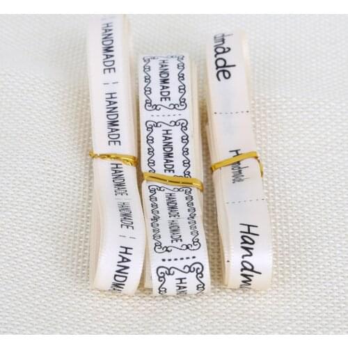 10mm 13mm Ivory Handmade Printed Satin Ribbon Sewing Accessories DIY Decorative Arts & Crafts Gift Baking Wrap Ribbon (5 yards)