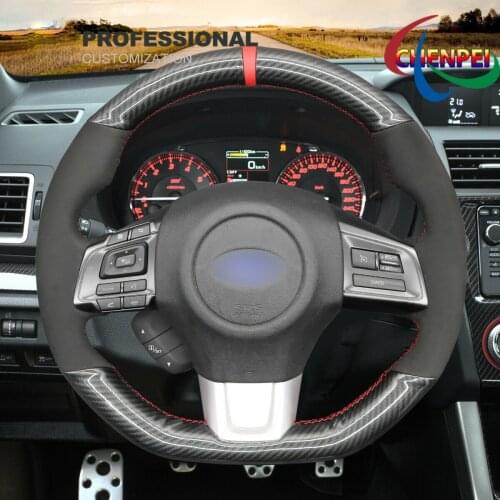 DIY Hand-Sewn PU Carbon Fiber Suede Car Steering Wheel Cover For Subaru WRX (STI) Levorg Car Interior Accessories