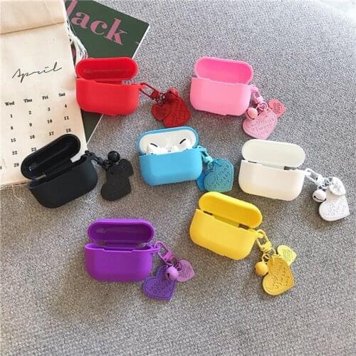 Cute Earphone Case With Love KeyChain Silicone Case Protective Cover for Apple AirPods Pro