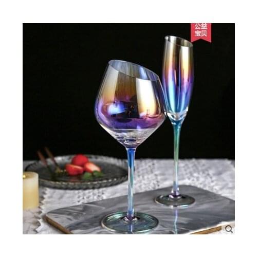 Nordic rainbow goblet gradient 7-color champagne glass crystal glass red wine glass