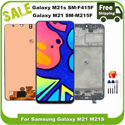 Super AMOLED 6.4" M21s SM-F415F Display For Samsung Galaxy M21 SM-M215F/DS Display Touch Screen Digitizer assembly