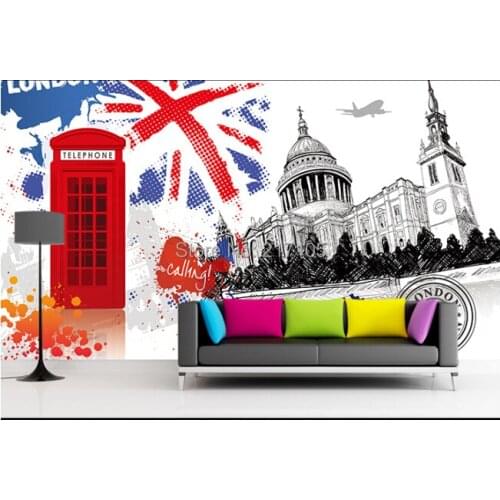 Custom vintage wallpaper London backdrop for TV living room bedroom corridor interior papel de parede