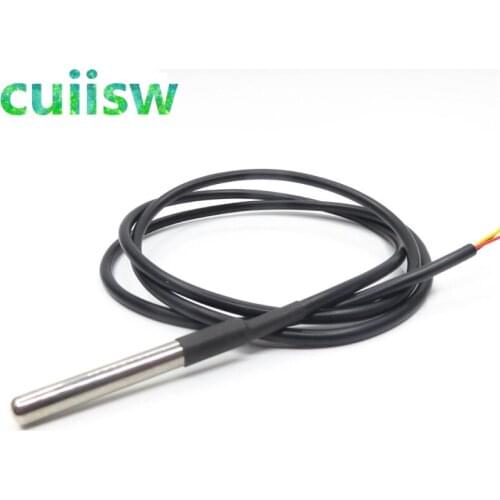 10pcs/Lot Waterproof DS18B20 Digital Temperature Sensor Probe 100cm Wire Cable