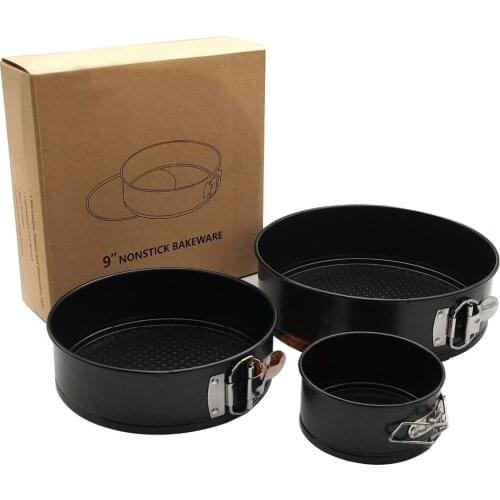 YUEWO 4 inch 7 inch 9 inch three piece set baking tray cake rings mold live buckle mold FDA non-stick coated cake tray