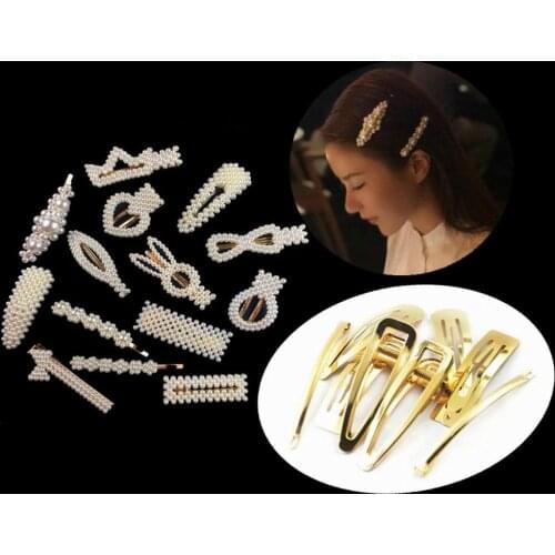 2019 New Fashion Women Pearl Hair Clips DIY Barrette BB Hairgrip Jewelry Accessories Ponytail Holder Handmade Hairpins