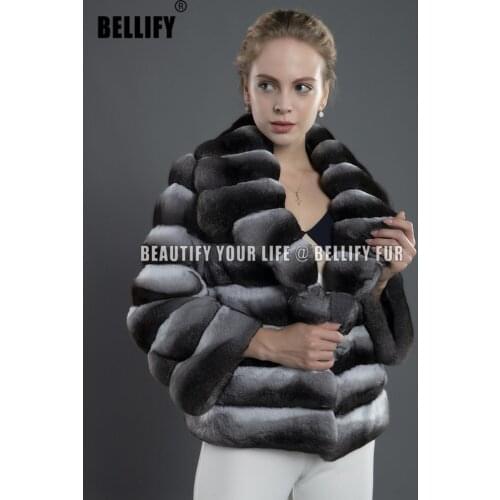 Best Thick real rex Chinchilla Real Fur Coat For Women Genuine Rex Rabbit Fur Outerwear Natural Fur Jackets