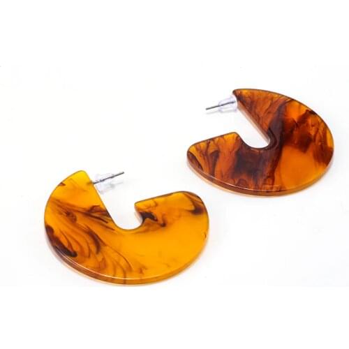 Trendy Round Acrylic Hoop Earrings For Women Resin Bohemian Geometry Leopard Flat Semicircle Statement Hoops ZA 2019 Jewelry