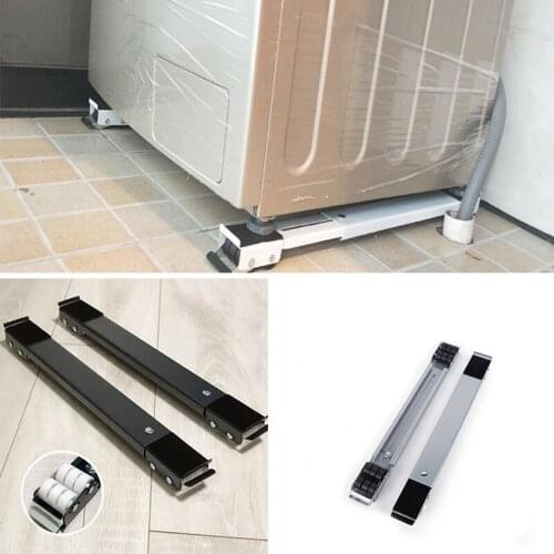 2Pcs Washing Machine Stand Refrigerator Mobile Base Bracket Multi-functional Movable Trolley Fixed Mount Racks Dryer Holder