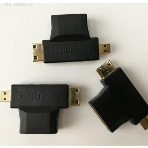 300pcs/lot 3 in 1 1080P 1.4V Gold plated Micro HDMI / Mini HDMI Male to HDMI Female Adapter COMBO Cable Adapter for HDTV DVD