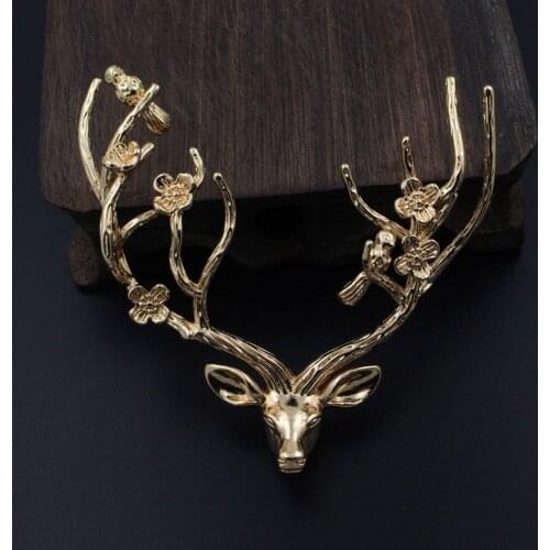 6pcs Brass Casted Winter Flowers Tree Branches Deer Horn Charms Connectors High Quality Ornaments DIY Crafts Jewelry Accessorie