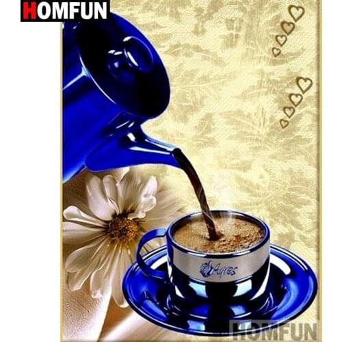 HOMFUN Full Square/Round Drill 5D DIY Diamond Painting "Coffee flower" Embroidery Cross Stitch 5D Home Decor A15456