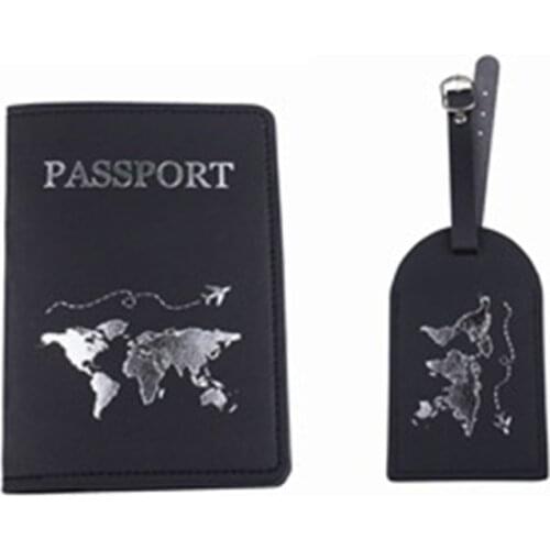 1Set PU Leather Luggage Bag Tag Passport Case Cover Wallet for Couples Honeymoon Wedding Gift Travel Organizer